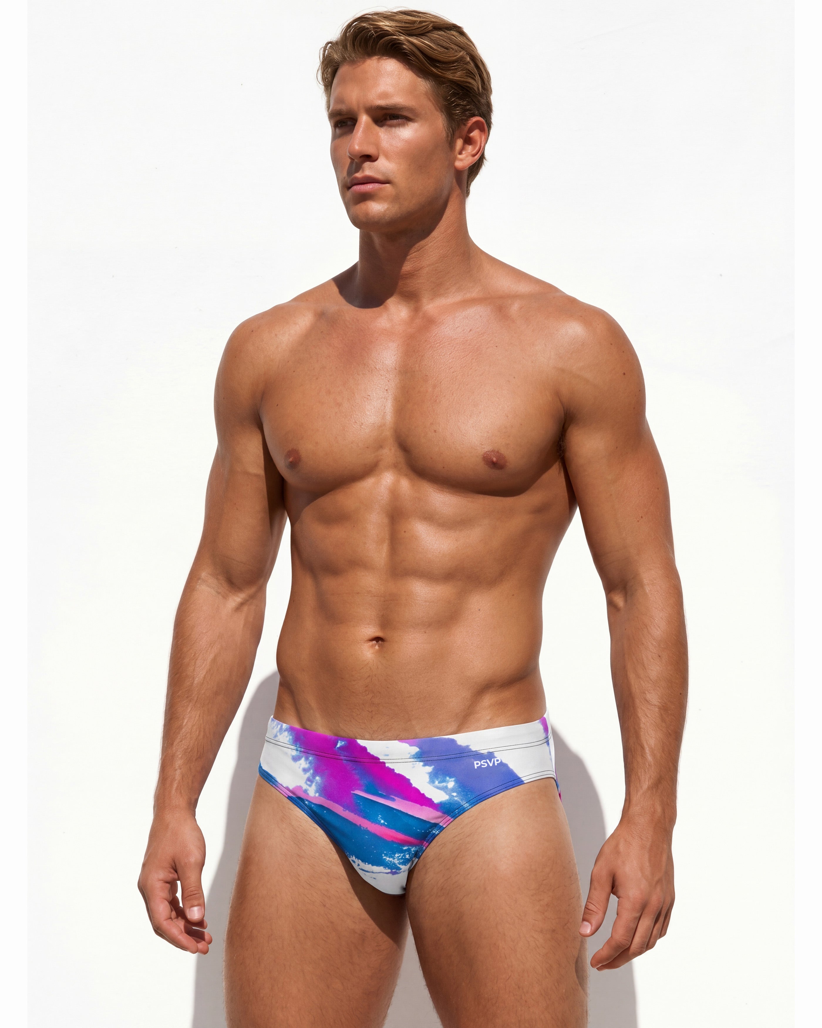90's Jazz Splash White Swim Brief | PARADIS SVP | Swim Brief