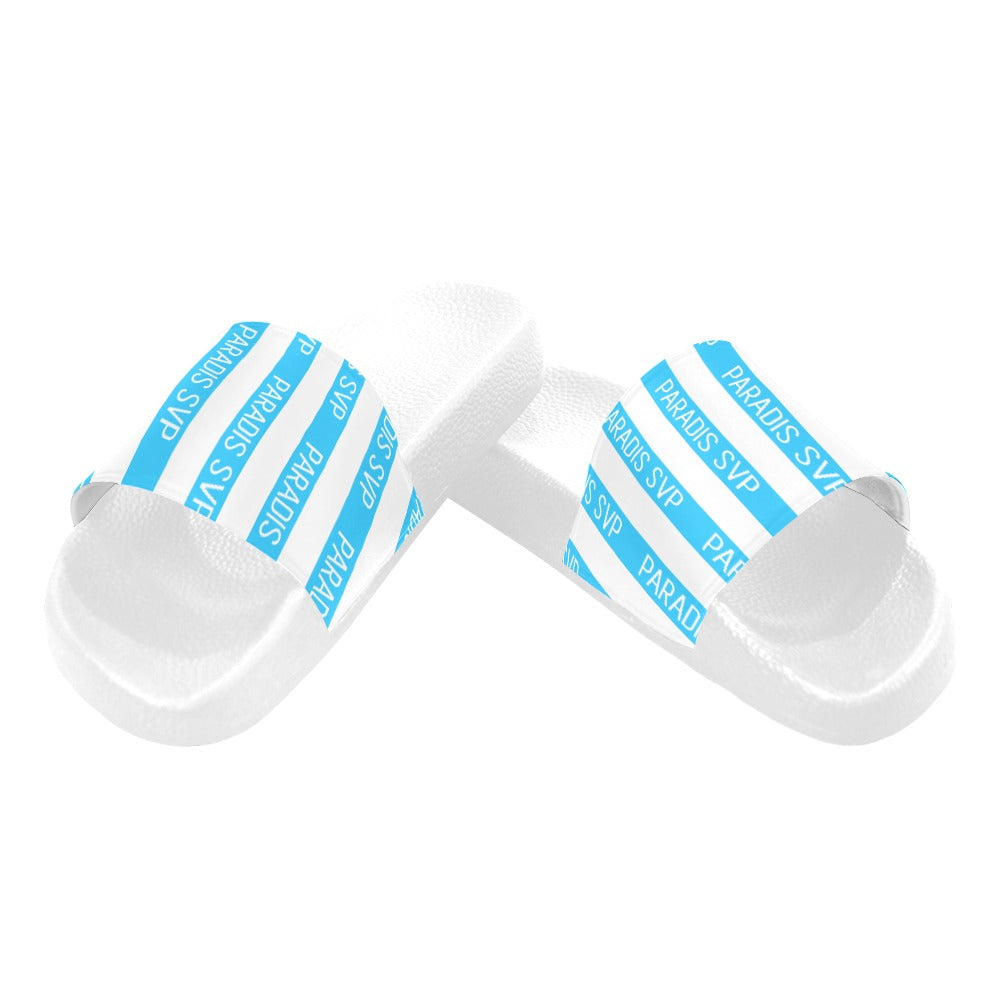 Cabana Cove Striped Slides - Blue, Yellow and Pink | Slide Sandals | PARADIS SVP