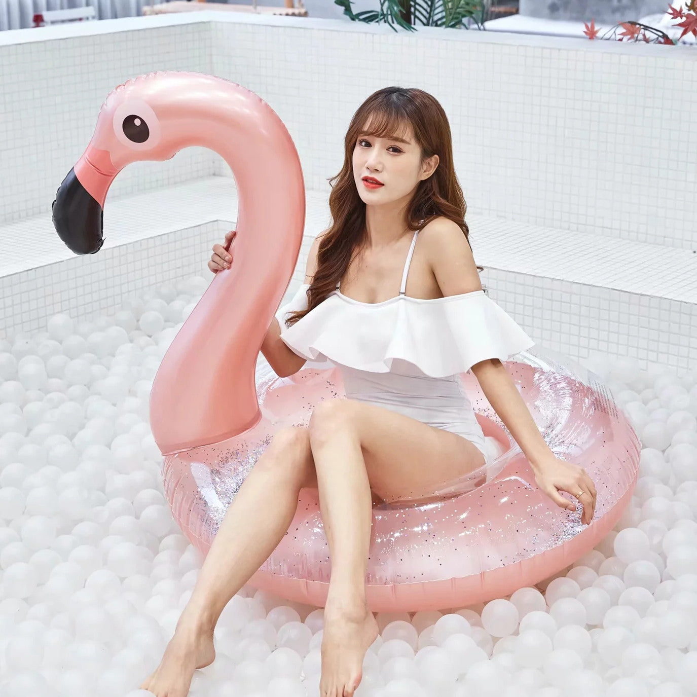 Load image into Gallery viewer, Flamingo Glitter Ring - Inflatable | Inflatables | PARADIS SVP
