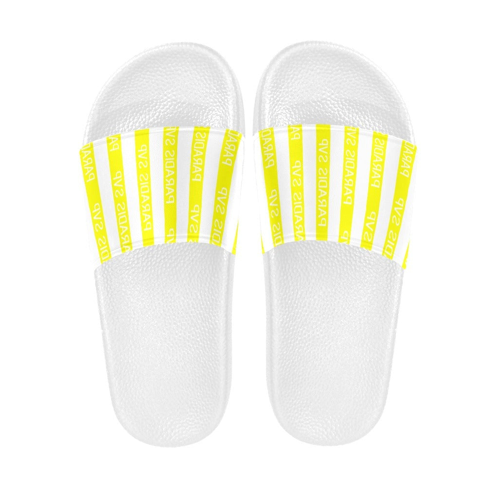 
                      
                        Cabana Cove Striped Slides - Blue, Yellow and Pink | Slide Sandals | PARADIS SVP
                      
                    