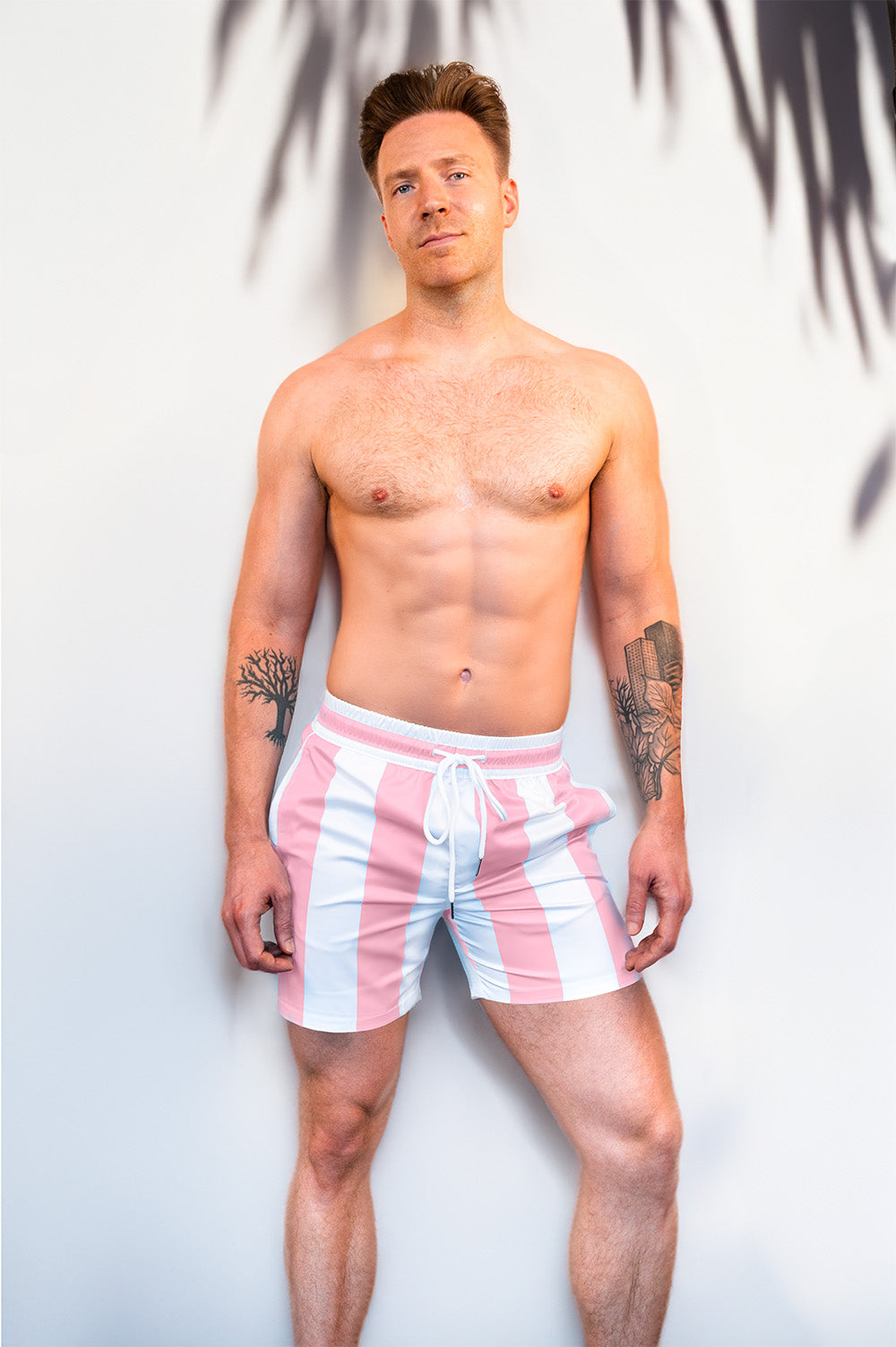 Coastal Cabana Beach Shorts - Pink | Beach Shorts - Print Pattern | PARADIS SVP