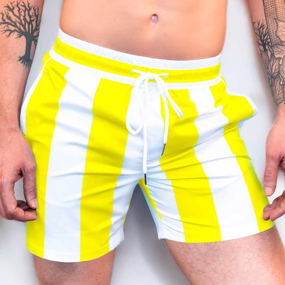 
                      
                        Coastal Cabana Beach Shorts - Yellow | Beach Shorts - Print Pattern | PARADIS SVP
                      
                    