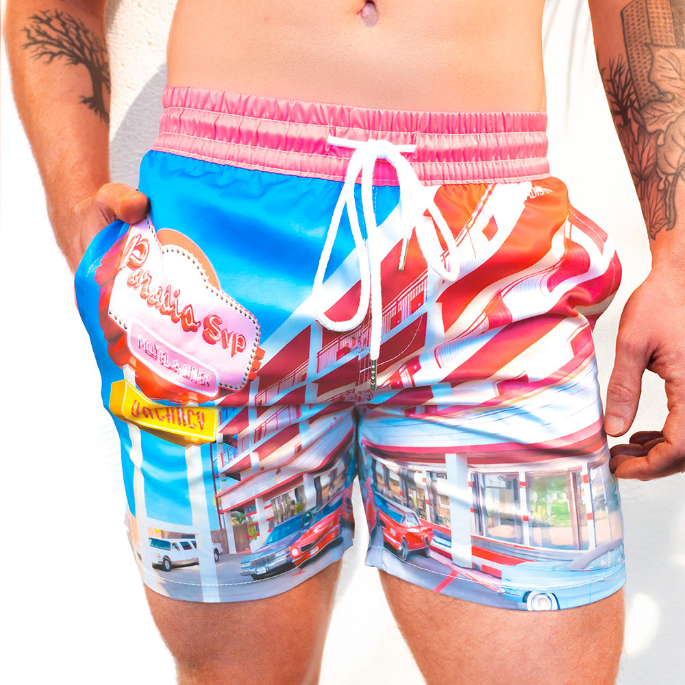 
                      
                        Paradis Svp Motel Beach Shorts | Beach Shorts - Print Pattern | PARADIS SVP
                      
                    