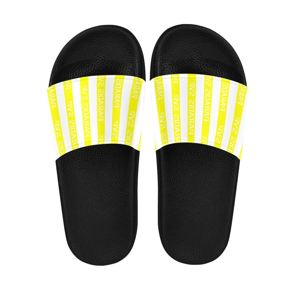 
                      
                        Cabana Cove Striped Slides - Blue, Yellow and Pink | Slide Sandals | PARADIS SVP
                      
                    