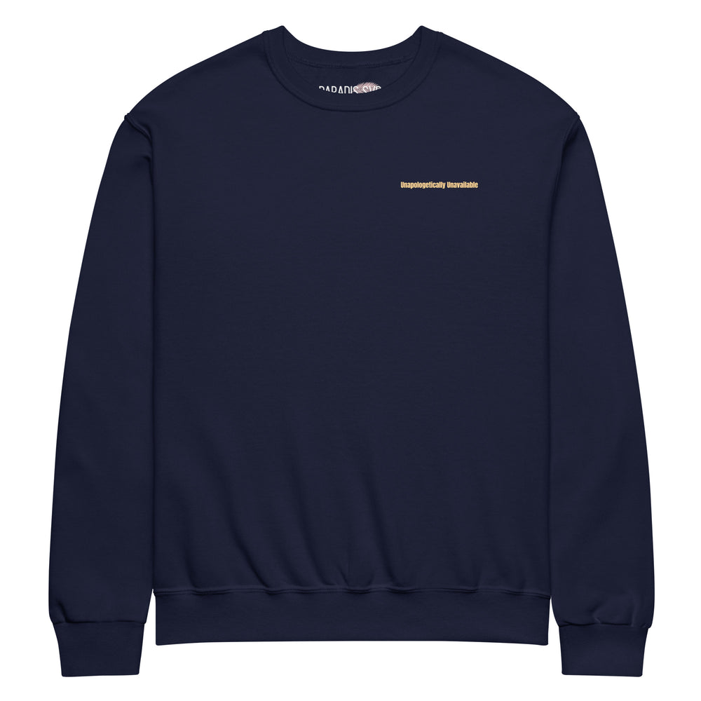 
                      
                        Unapologetically Unavailable Grey, White, and Black Crewneck Sweatshirt | SWEATSHIRT | PARADIS SVP
                      
                    