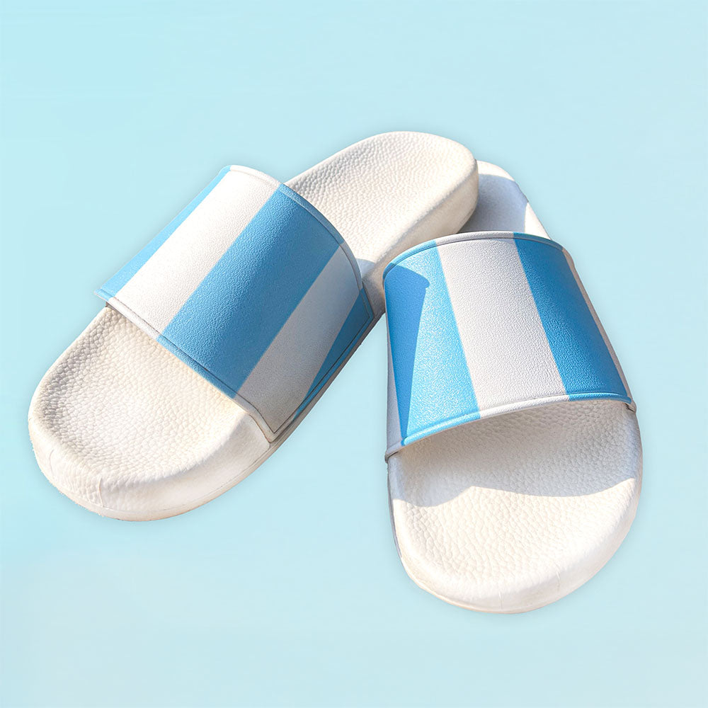 Blue and White Striped Slide Slippers by PARADIS SVP