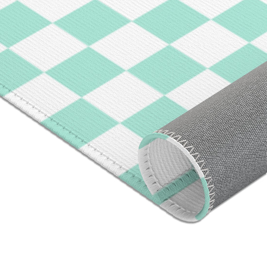 Load image into Gallery viewer, Turquoise Checkered - Rug | Home Decor | PARADIS SVP
