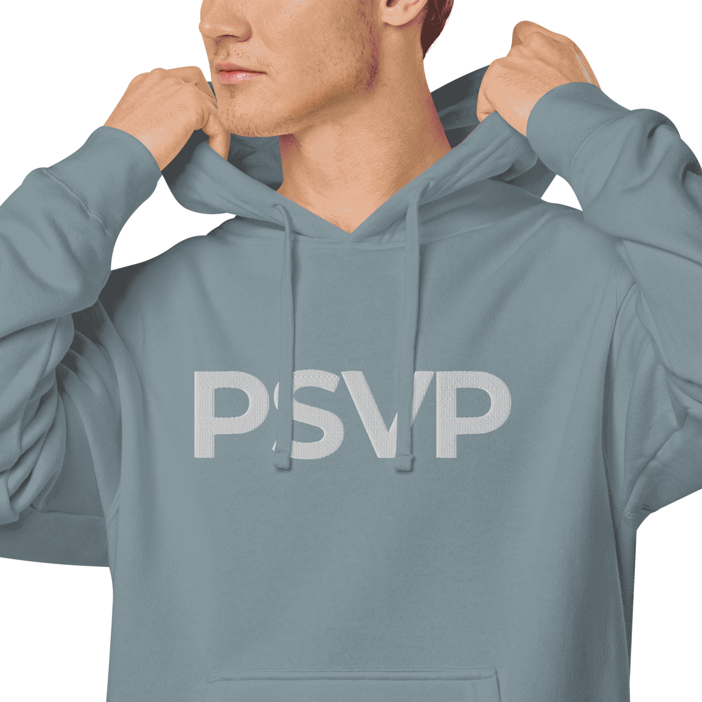 Load image into Gallery viewer, PSVP Pigment-Dyed Slate Blue Hoodie - Embroidery | Hoodie | PARADIS SVP
