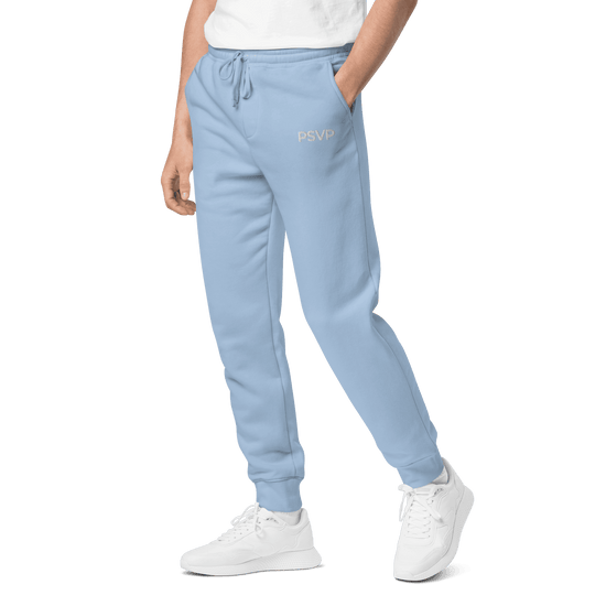 PSVP Pigment-Dyed Light Blue Sweatpants - Embroidery | Sweatpants | PARADIS SVP