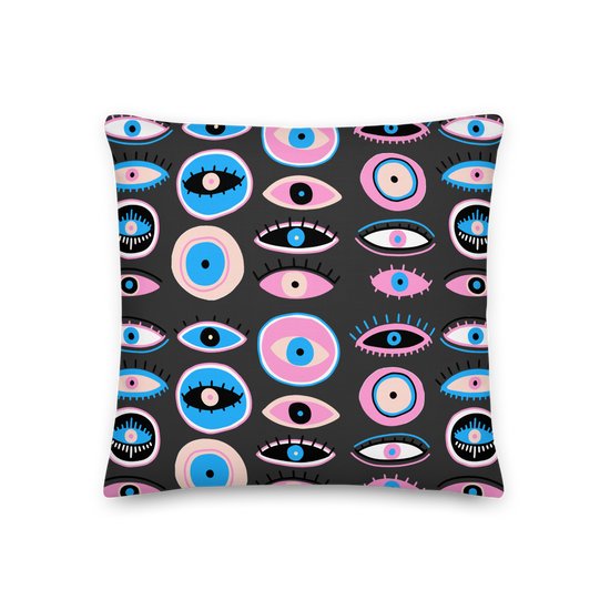 Load image into Gallery viewer, Evil Eyes Away Black - Premium Pillow |  | PARADIS SVP
