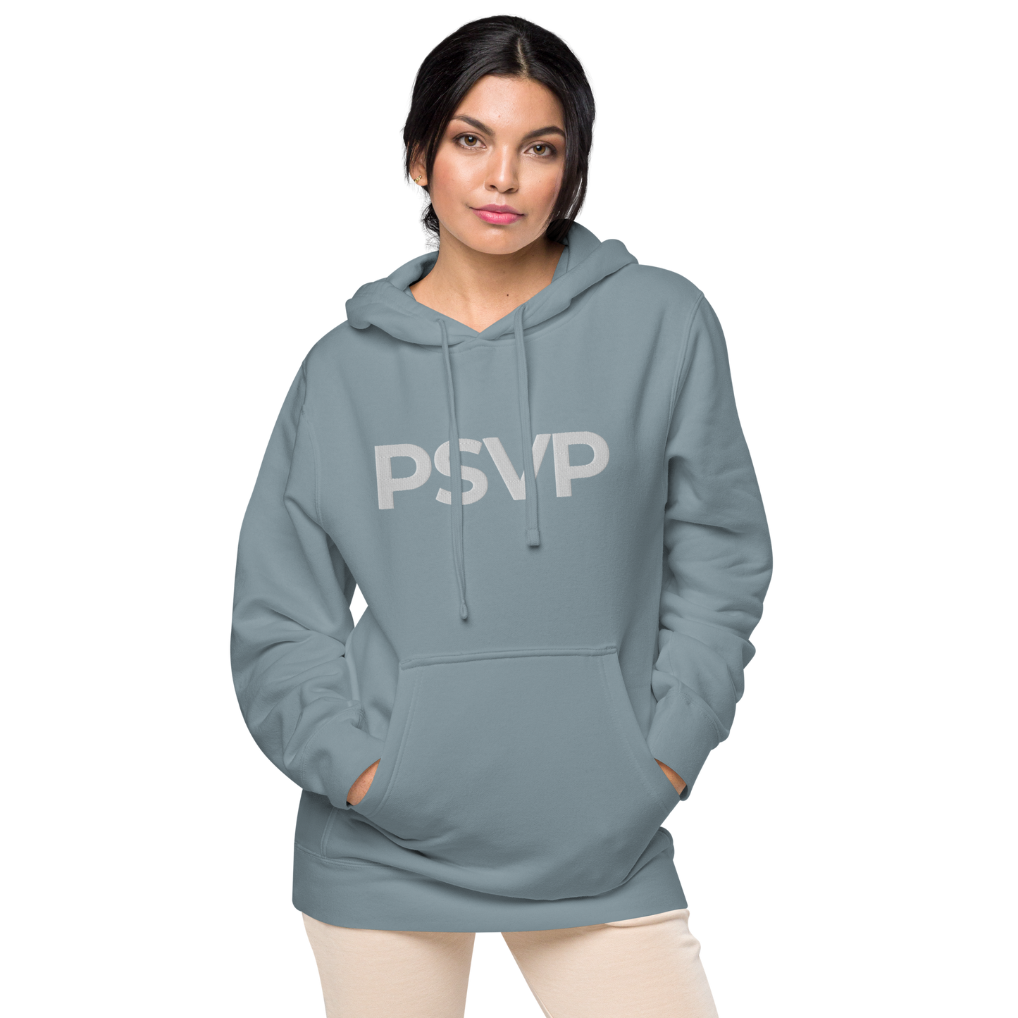 Women's Pigment-Dyed Powder Blue Hoodie - PSVP Embroidery | Hoodie | PARADIS SVP