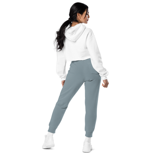 Load image into Gallery viewer, Women&amp;#39;s Pigment-Dyed Powder Blue Sweatpants - PSVP Embroidery | Sweatpants | PARADIS SVP
